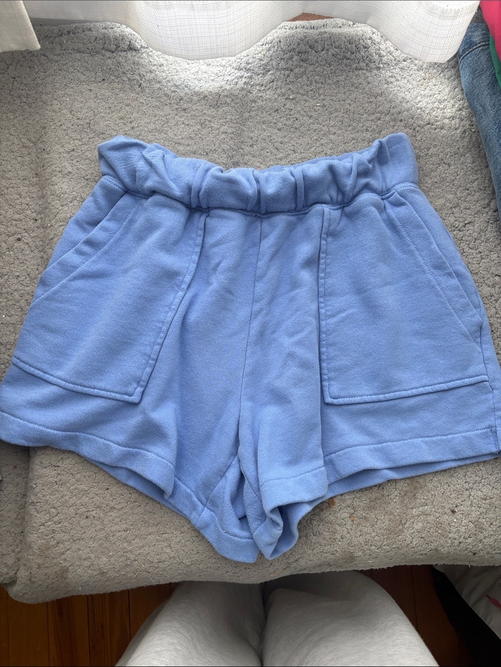 aerie Light Blue High-Rise Terry Athletic Shorts